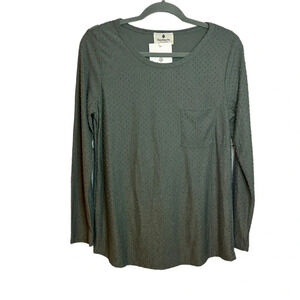 Nwt Boutique Sage Green Swiss Dot Pocket Blouse